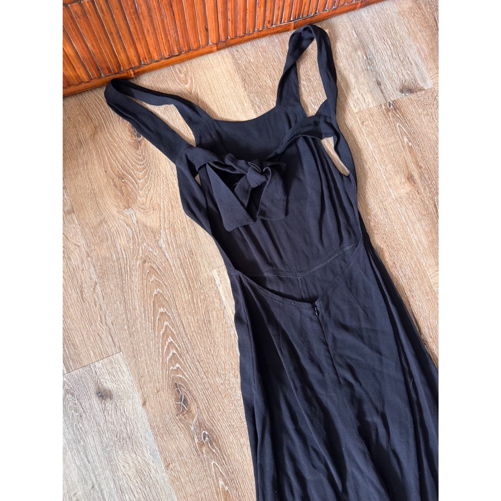 Reformation Black Wide Leg Open Back Bow Jumpsuit Size 0 - Picture 3 of 5